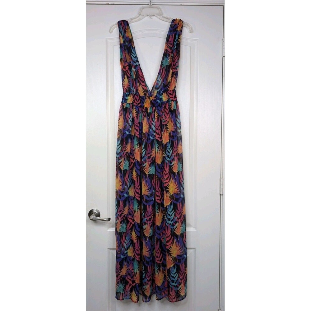 Beach Lunch Lounge Size Large Women's Colorful Maxi Beach Cover Up Flowy Dress